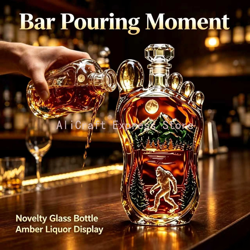 Home Bargains - Bigfoot Footprint Whiskey Decanter, Wilderness Sasquatch