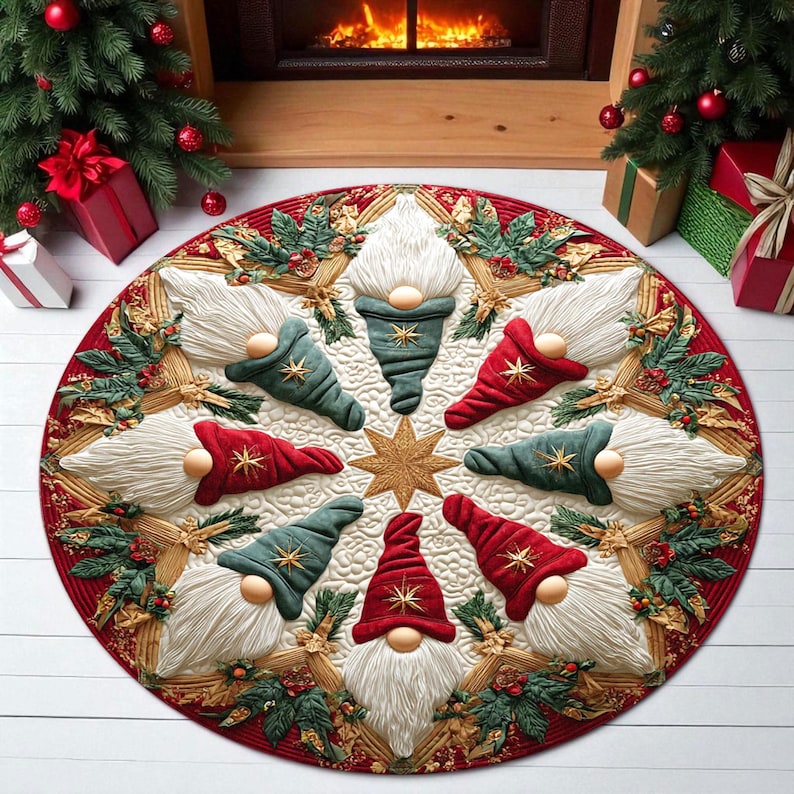 Home Bargains - Christmas Gnome Round Doormat, Nordic Holiday