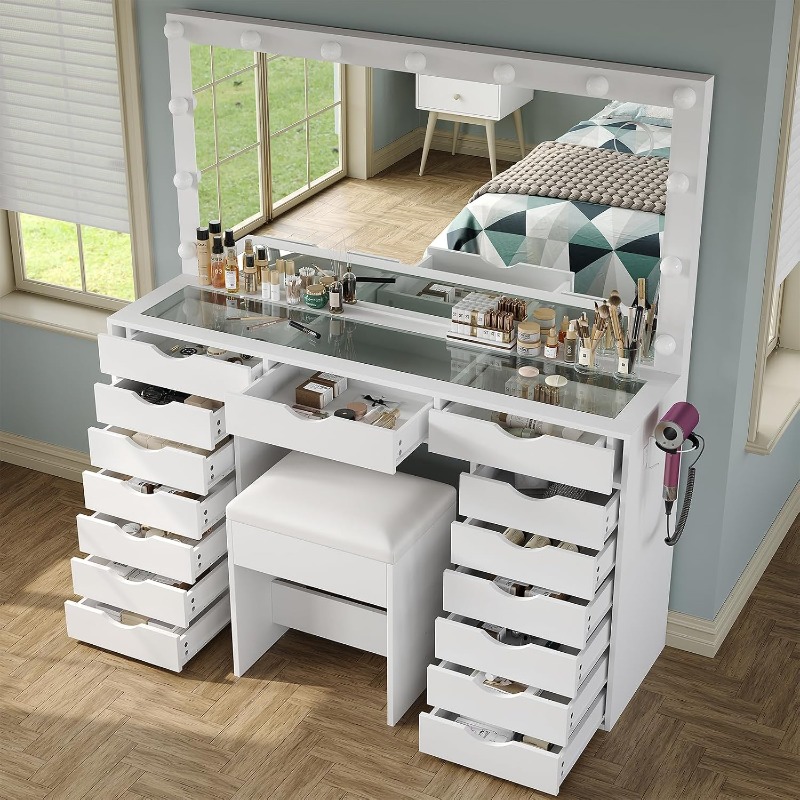 Home Bargains - Yanosaku Vanity Desk with Mirror and