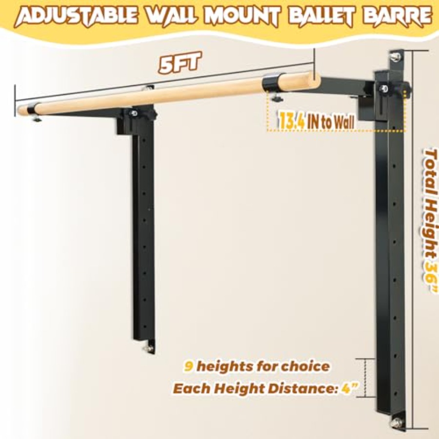Wall Mounted Ballet Barre 4ft  - đánh giá và giá Home Bar And Gym