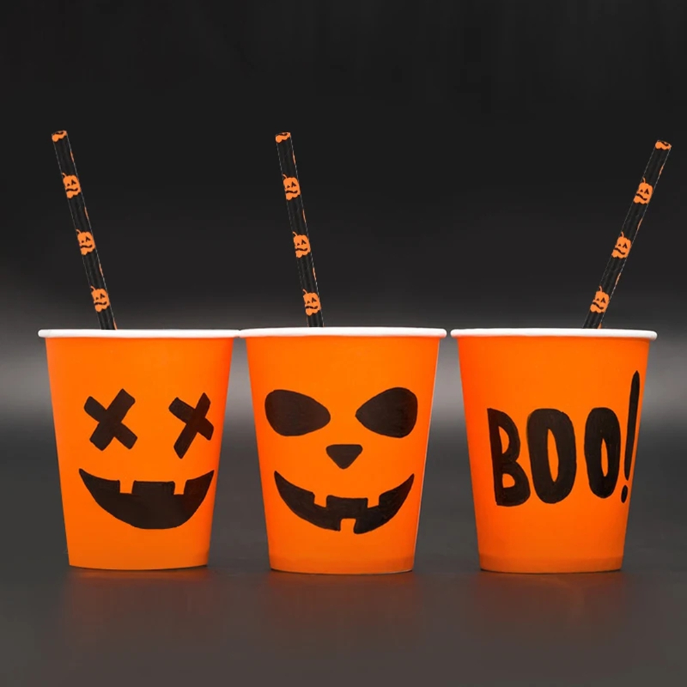 100pcs Halloween Paper Straws  - đánh giá và giá Home Bar Supplies